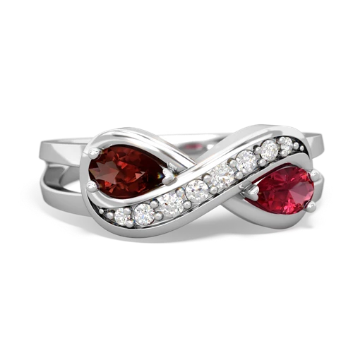 garnet-lab ruby diamond infinity ring