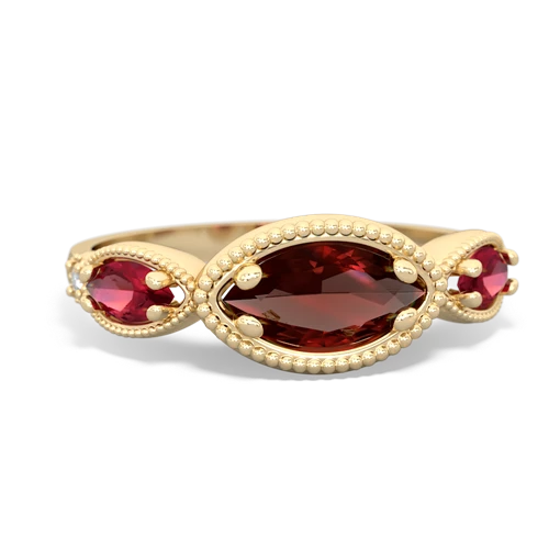 Garnet Genuine Garnet with Lab Created Ruby and Genuine Black Onyx Antique Style Keepsake ring Ring