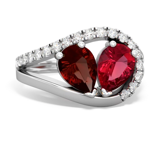 garnet-lab ruby pave heart ring