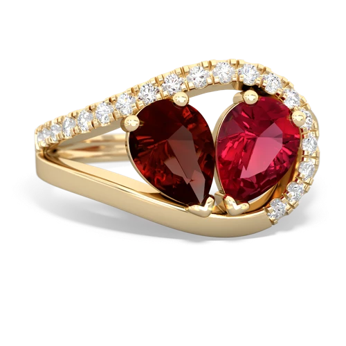 garnet-lab ruby pave heart ring