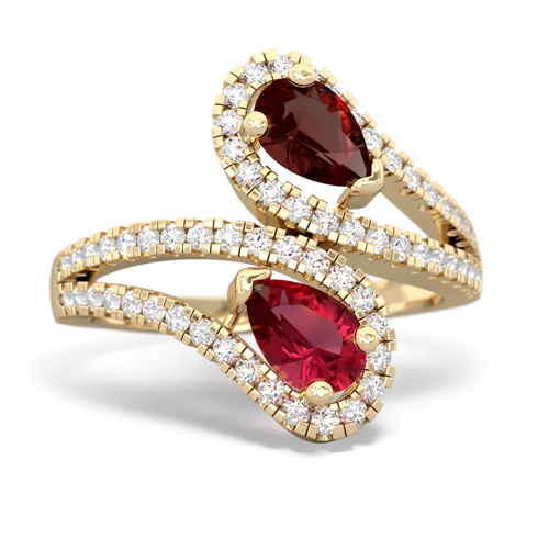 garnet-lab ruby pave swirls ring