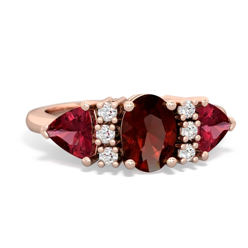 Garnet Genuine Garnet with Lab Created Ruby and Genuine Emerald Antique Style Three Stone ring Ring
