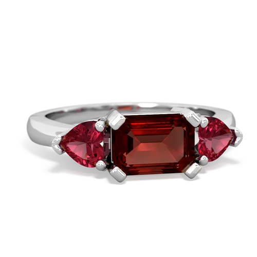 Garnet Genuine Garnet with Lab Created Ruby and Genuine Black Onyx Three Stone ring Ring