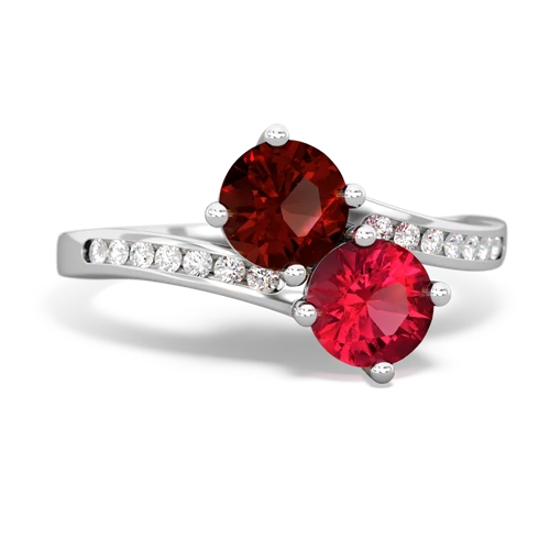 garnet-lab ruby two stone channel ring