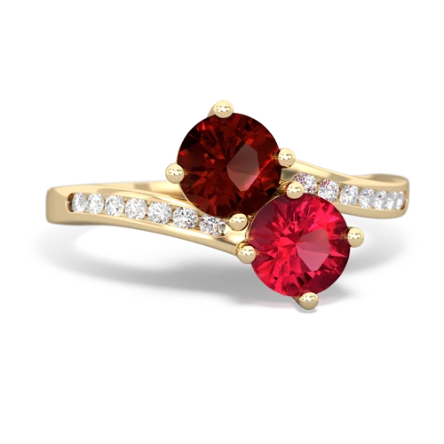 garnet-lab ruby two stone channel ring