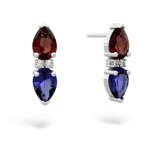 garnet-lab sapphire bowtie earrings