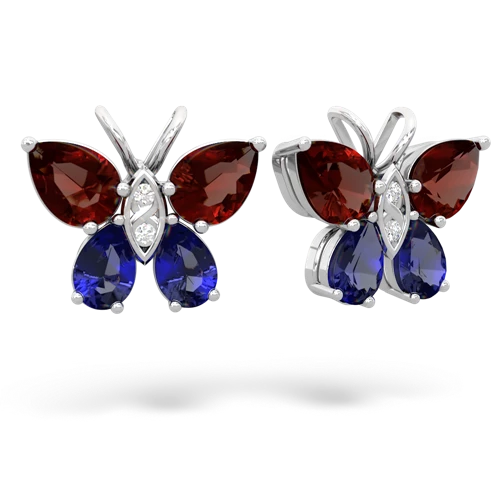 garnet-lab sapphire butterfly earrings