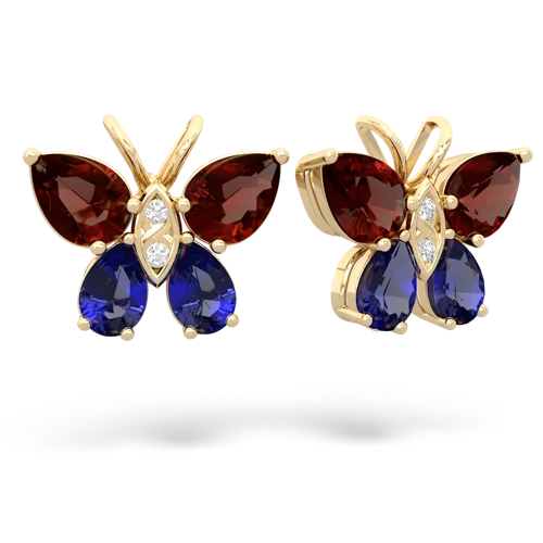 garnet-lab sapphire butterfly earrings