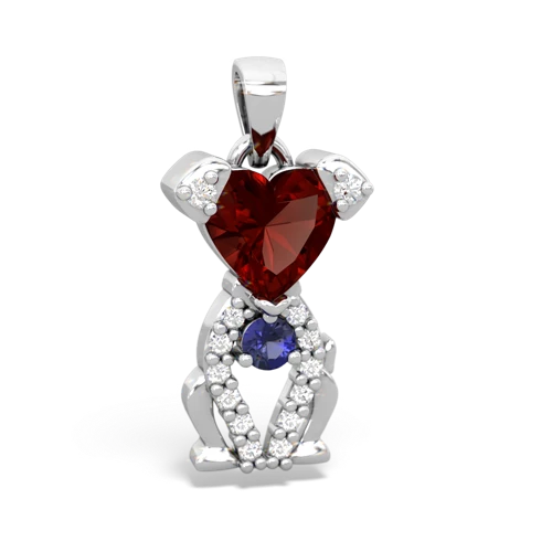 garnet-lab sapphire birthstone puppy pendant