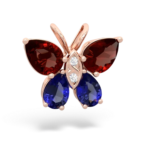 garnet-lab sapphire butterfly pendant