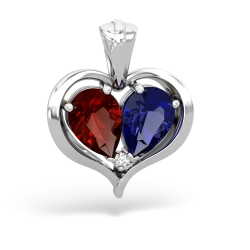 garnet-lab sapphire half heart whole pendant