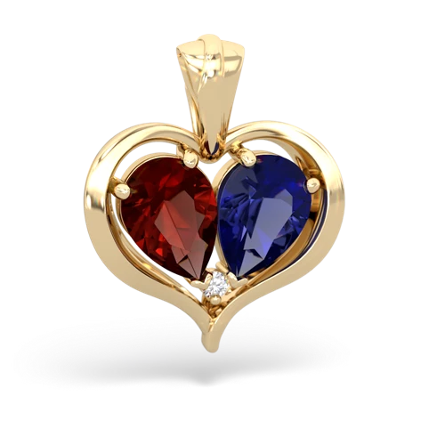 garnet-lab sapphire half heart whole pendant