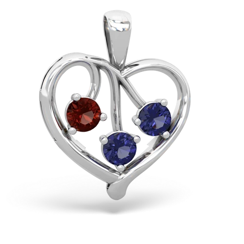 garnet-lab sapphire love heart pendant