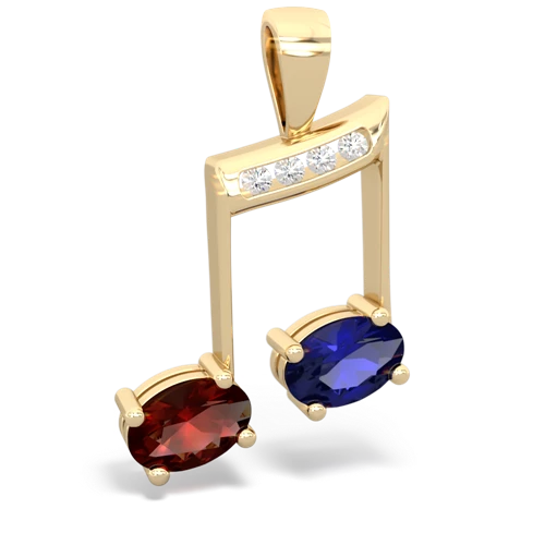 garnet-lab sapphire music notes pendant