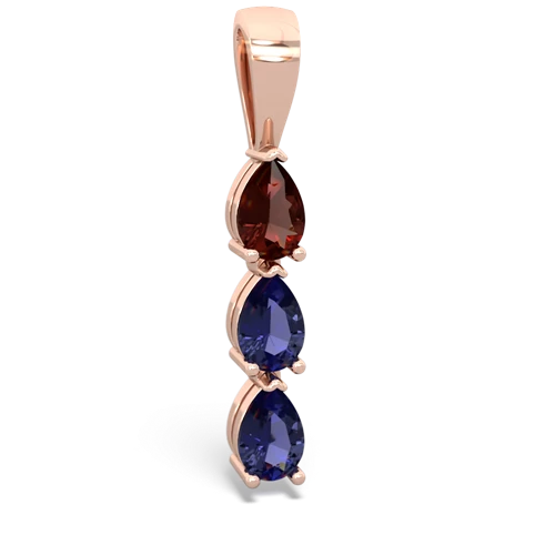 garnet-lab sapphire three stone pendant