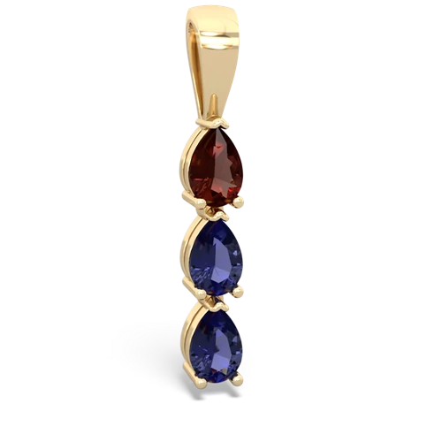 garnet-lab sapphire three stone pendant