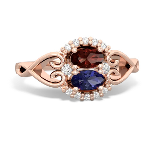 garnet-lab sapphire antique keepsake ring