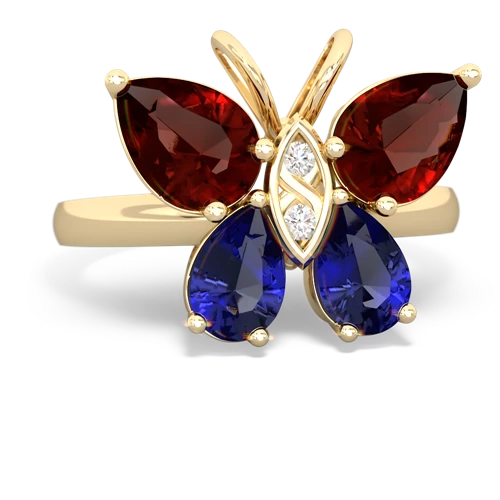 garnet-lab sapphire butterfly ring