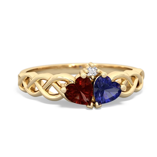 garnet-lab sapphire celtic braid ring