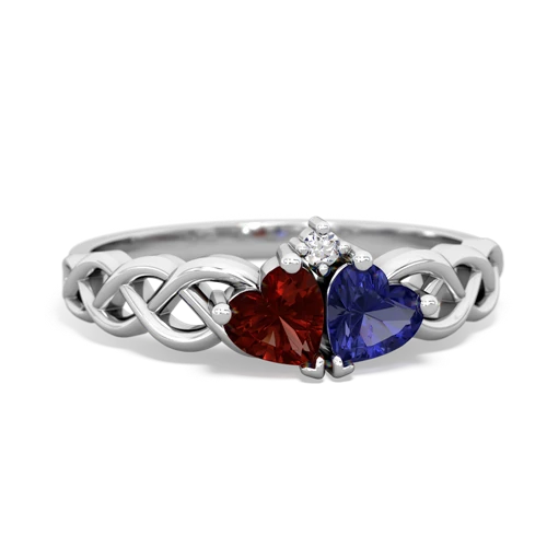 garnet-lab sapphire celtic braid ring