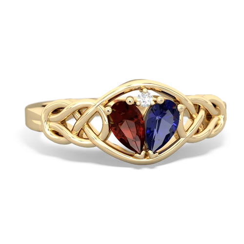 garnet-lab sapphire celtic knot ring