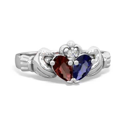 garnet-lab sapphire claddagh ring