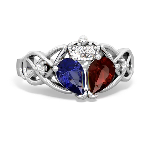 garnet-lab sapphire claddagh ring