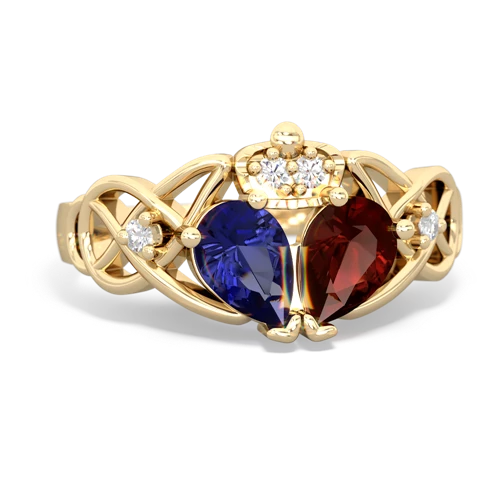 garnet-lab sapphire claddagh ring