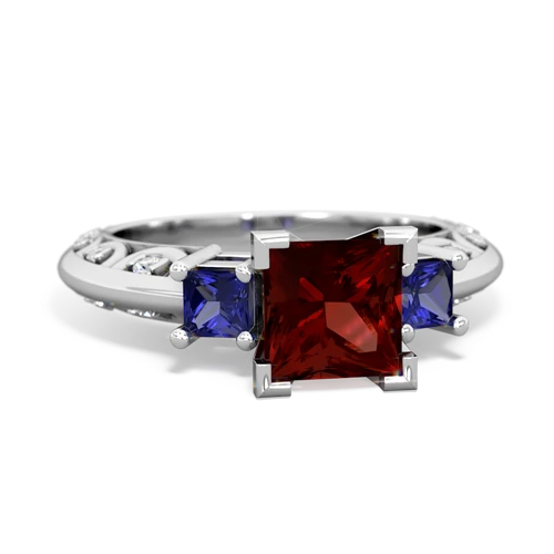 Garnet Genuine Garnet with Lab Created Sapphire and Genuine Emerald Art Deco ring Ring