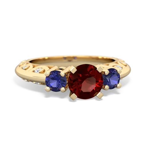 garnet-lab sapphire engagement ring