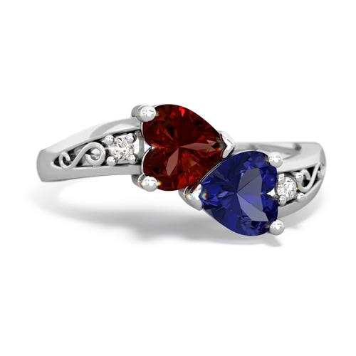 garnet-lab sapphire filligree ring