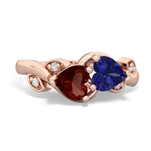 garnet-lab sapphire floral keepsake ring