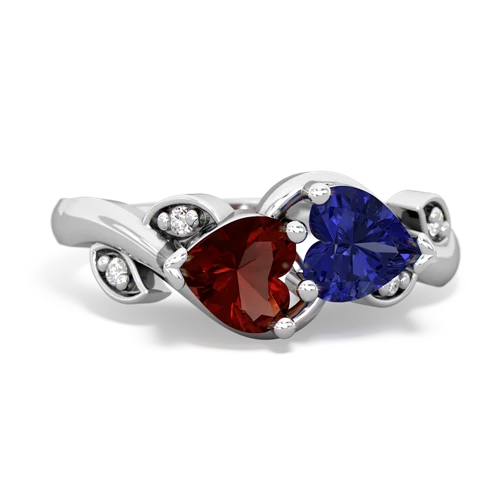 garnet-lab sapphire floral keepsake ring