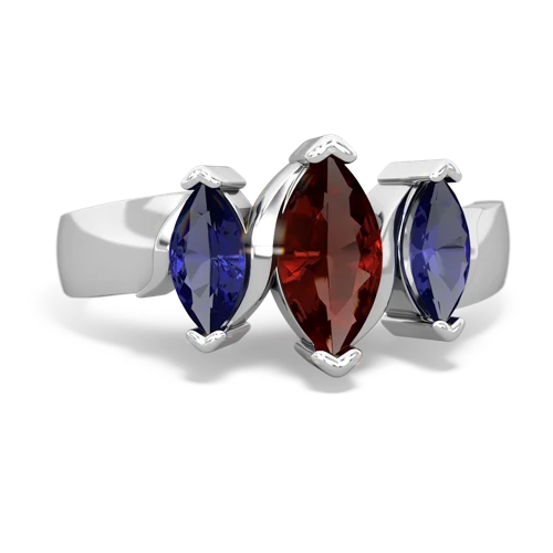 Garnet Genuine Garnet with Lab Created Sapphire and Genuine Emerald Three Peeks ring Ring