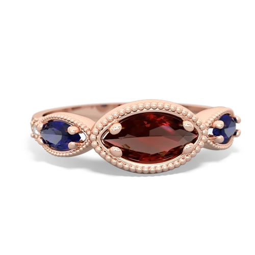 garnet-lab sapphire milgrain marquise ring