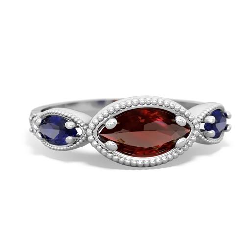 garnet-lab sapphire milgrain marquise ring