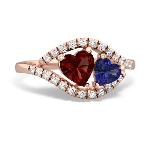 garnet-lab sapphire mother child ring