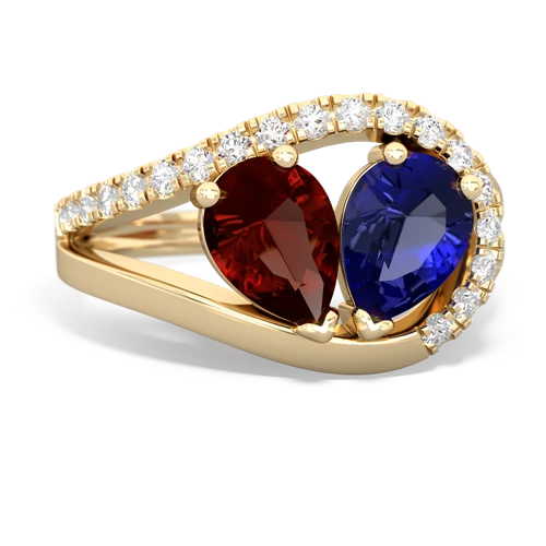 garnet-lab sapphire pave heart ring