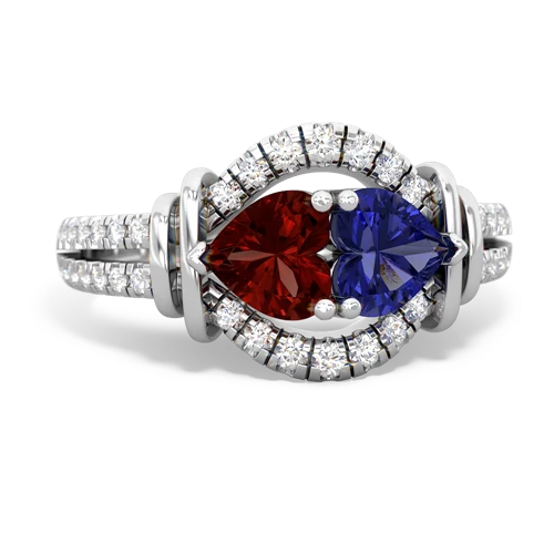 garnet-lab sapphire pave keepsake ring