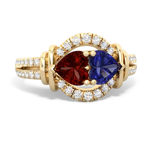 garnet-lab sapphire pave keepsake ring