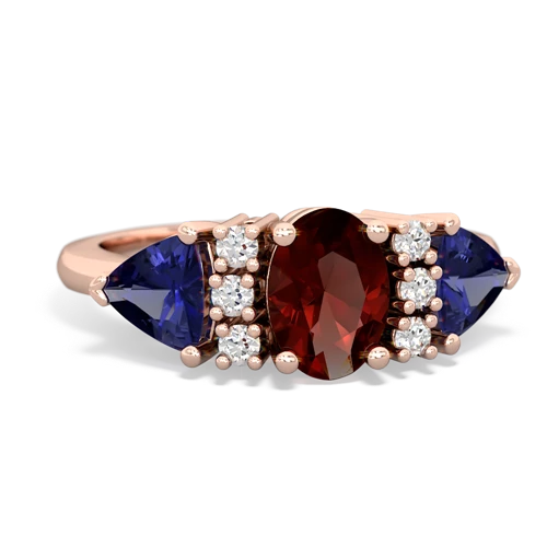 Garnet Genuine Garnet with Lab Created Sapphire and Genuine Emerald Antique Style Three Stone ring Ring