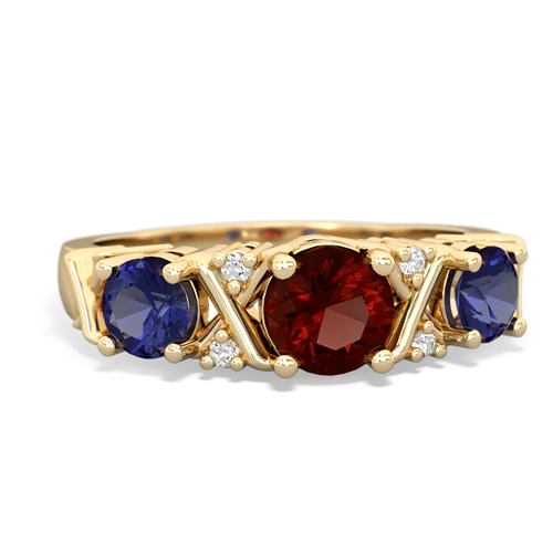 Garnet Genuine Garnet with Lab Created Sapphire and Genuine Emerald Hugs and Kisses ring Ring