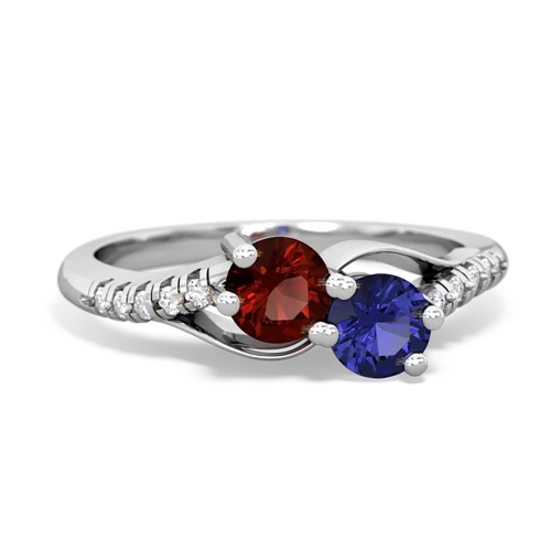 garnet-lab sapphire two stone infinity ring