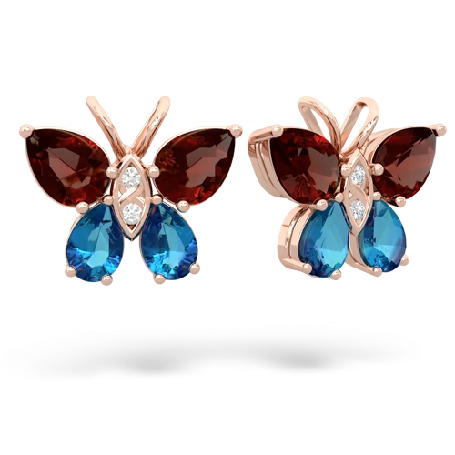 garnet-london topaz butterfly earrings