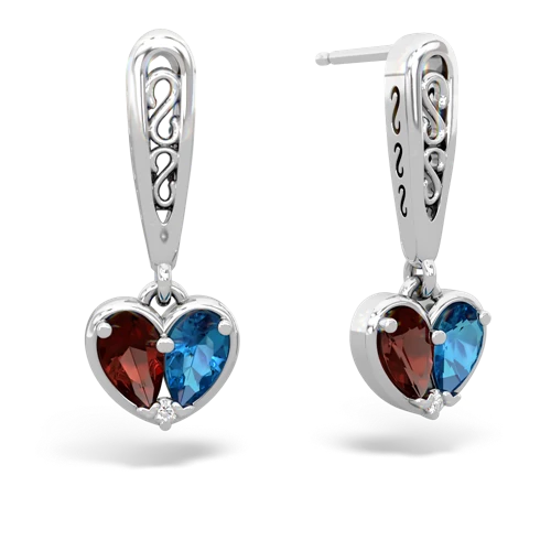 garnet-london topaz filligree earrings