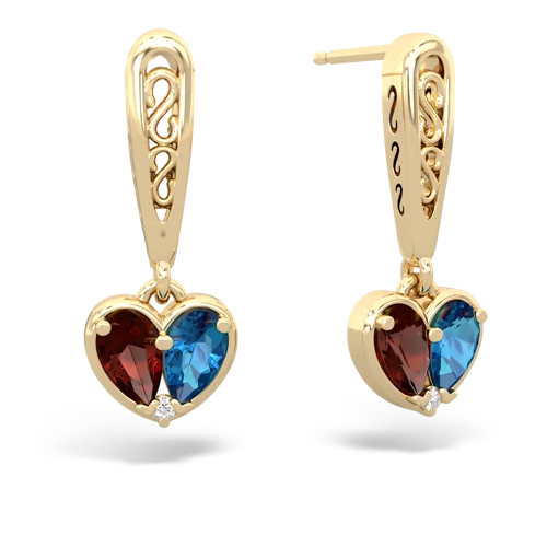 garnet-london topaz filligree earrings