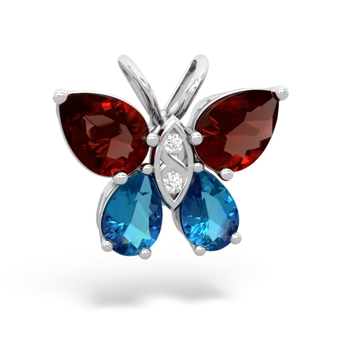 garnet-london topaz butterfly pendant