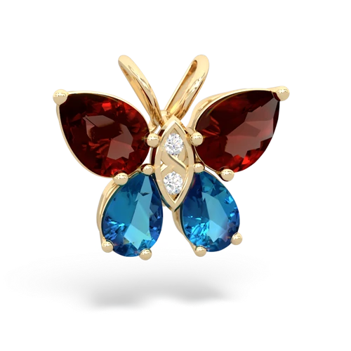 garnet-london topaz butterfly pendant