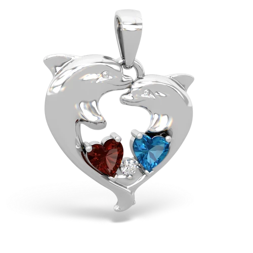 garnet-london topaz dolphins pendant