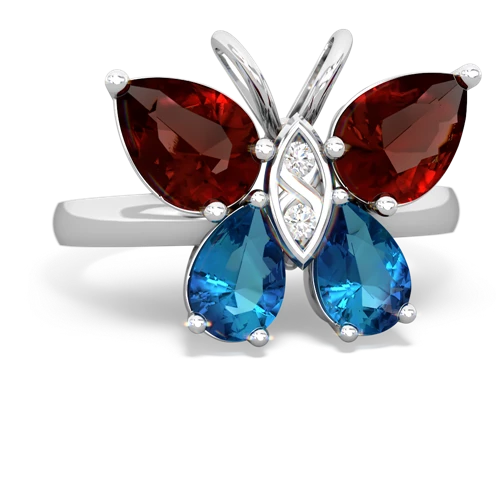 garnet-london topaz butterfly ring